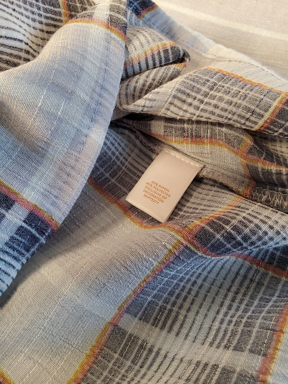 LC Lauren Conrad Light Blue Plaid Square-Neck Blouse - Picture 7 of 9